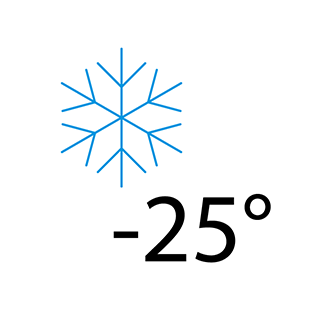 Gegarandeerde werking tot -25°C Gegarandeerde werking tot -25°C